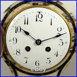 Art Deco Kaminuhr Marmor Pendule clock Jugendstil Lyra Emaille Zifferblatt