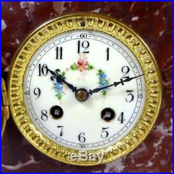 Art Deco Kaminuhr Tischuhr Buffetuhr Marmor mit Beisteller Pendule Clock
