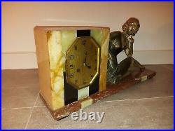 Art Deco Kaminuhr Tischuhr Frankreich French Art Deco Marble Clock