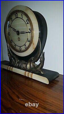 Art Deco Kaminuhr Tischuhr Frankreich Ucra Marble Mantle Clock Art Deco