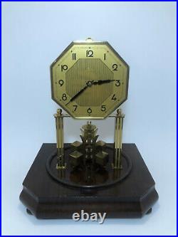 Art Deco Kern 400 Day Clock With Wooden Base & Globe Dome (For Parts or Repair)