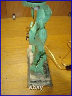 Art Deco Lamp/Clock Semi Nude withDragons/Serpents West Germany Clock #4291