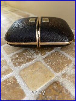 Art Deco Lancel Paris 7 jewels Travel Alarm Clock Leather & Brass Excellent