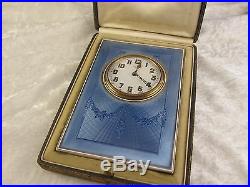 Art Deco Large Sterling Silver Guilloche Clock