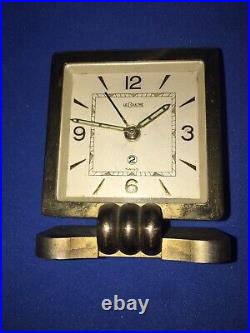 Art Deco LeCoultre Square dial Desk Alarm CLOCK Rare