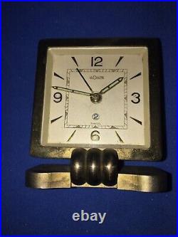 Art Deco LeCoultre Square dial Desk Alarm CLOCK Rare