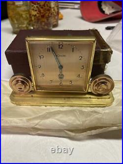 Art Deco LeCoultre Square dial Desk Clock Alarm With Original Box