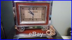 Art Deco Machine Age 1930's Rare Manning Bowman Electric Clock Catalin Chromium