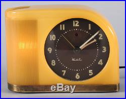 Art Deco Machine Age 1940s Westclox Moonbeam Glowing Electric Alarm Clock Works