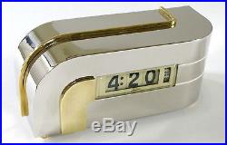 Art Deco Machine Age Chrome Nickel Brass Lawson Zephyr Electric Clock Model 304
