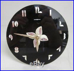 Art Deco Machine Age General Electric Telechron Clock 5F52 Black Mirror Glass