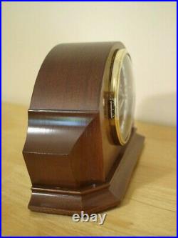 Art Deco Mahog Wood Case Atomic / Radio Controlled Quartz Mantel Clock