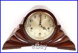 Art Deco Mahogany Quarter Chiming Mantle Clock Superb