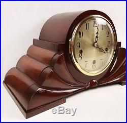 Art Deco Mahogany Quarter Chiming Mantle Clock Superb