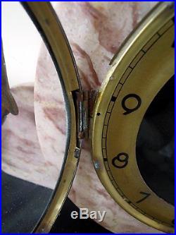 Art Deco Marble Clock Pink Vein and Black