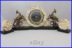 Art Deco Marble Clock Pink Vein and Black
