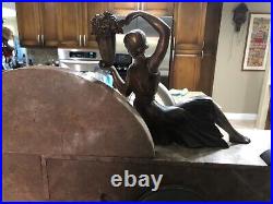 Art Deco Marble Mantle Clock 1920's With Woman Statue R Barbot Limoges
