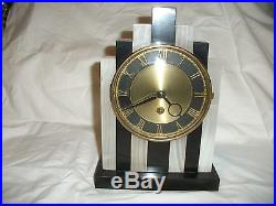 Art Deco Marble/Onyx Clock Woessner Germany (10 tall, 7 wide, weight 8 pounds)