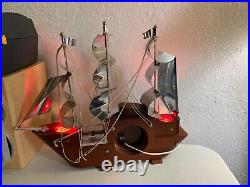 Art Deco Nautical Pirate Ship Lighted Clock By United Clock Corp Tested & Works