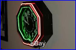 Art Deco Neon Clock Octagon shaped