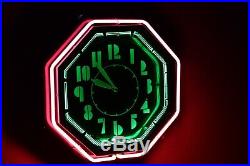 Art Deco Neon Clock Octagon shaped