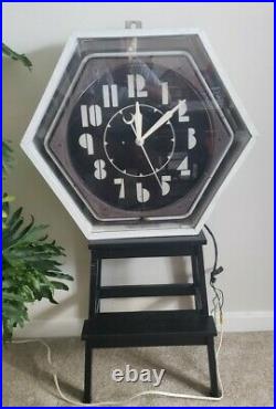 Art Deco Neon Hexagon Colorlite Clock, Excellent Working Condition