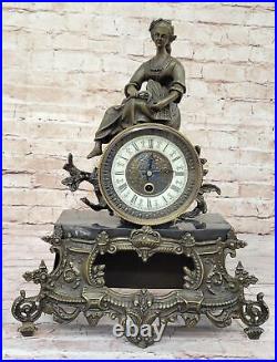 Art Deco Nouveaue Genuine Bronze Mantle Maiden Clock Home Decoration Deccor