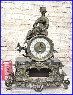 Art Deco Nouveaue Genuine Bronze Mantle Maiden Clock Home Decoration Deccor