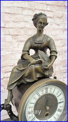 Art Deco Nouveaue Genuine Bronze Mantle Maiden Clock Home Decoration Deccor