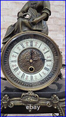 Art Deco Nouveaue Genuine Bronze Mantle Maiden Clock Home Decoration Deccor