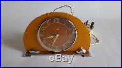 Art Deco Phenolic Katalin Electric Mantle Clock with Chrome Base and Surround