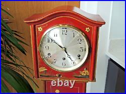 Art Deco Red Chinoiserie Chinese Decor Grand daughter Clock Westminster Chime