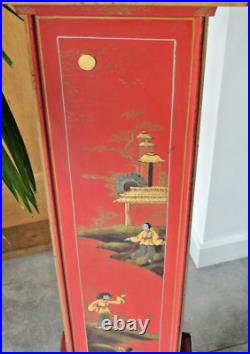 Art Deco Red Chinoiserie Chinese Decor Grand daughter Clock Westminster Chime