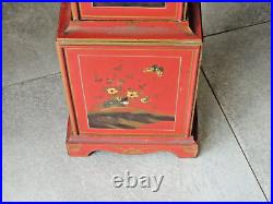 Art Deco Red Chinoiserie Chinese Decor Grand daughter Clock Westminster Chime