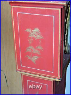 Art Deco Red Chinoiserie Chinese Decor Grand daughter Clock Westminster Chime