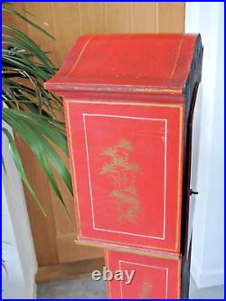 Art Deco Red Chinoiserie Chinese Decor Grand daughter Clock Westminster Chime