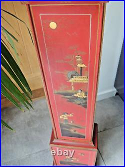 Art Deco Red Chinoiserie Chinese Decor Grand daughter Clock Westminster Chime