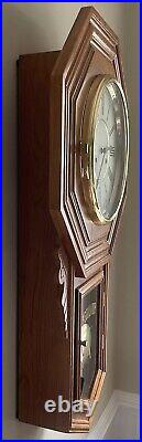 Art Deco Schoolhouse Deep Gong Chime 8 Day Wall Drop Down Working Clock with Key