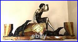 Art Deco Sculpture Clock Waiting By Uriano