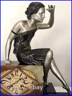 Art Deco Sculpture Clock Waiting By Uriano
