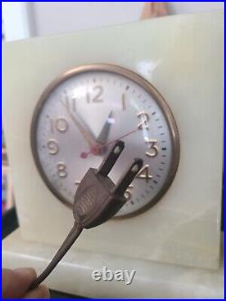 Art Deco Sessions Marble Mantle Clock Plug In Electric Works Great 1930s Patent