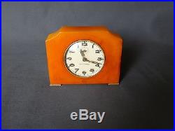 Art Deco Seth Thomas Alarm Clock R. D. 1931 In Butterscotch Bakelite Catalin Case