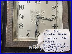 Art Deco Silver Clock Goldsmiths & Silversmiths Co Antique 1927