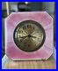 Art Deco Silver & Pink Guilloche Enamel Dressing Table Clock Hallmark B’ham 1930