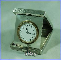 Art Deco Silver Travelling Clock A Nicholls Birmingham 1928 A701017