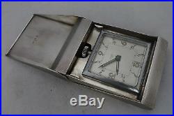 Art Deco Silver Travelling Clock A Wilcox Birmingham 1936 8 Days A682217