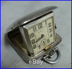 Art Deco Silver Travelling Clock Elkington Birmingham 1933 3.8cm x 3.8cm A602017