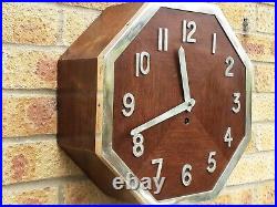 Art Deco Single Fusee, Antique Octagonal Wall Clock. In Full Working Condition