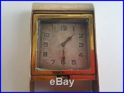 Art Deco Sterling Silver and Gold Asprey Jaeger Lecoultre 8 Day Travel Clock