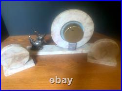 Art Deco Style Marble Clock and Decorative Endpieces